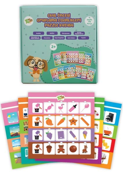 Minipoi Okul Öncesi Gruplama Etkinlikleri Eğitici Puzzle Kutusu 175 Parça 0-4 Yaş İçin Eğlenceli