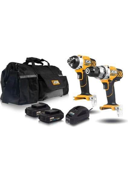 JCB 21-18DD Akülü Matkap & 21-18ID Akülü Darbeli Vidalama Seti - 18 V 4.0 Ah Çift Akülü