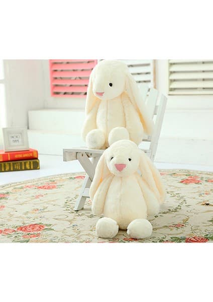 Sole 45 cm Uzun Kulak Peluş Tavşan Beyaz Renkli Eğitici ve Gelişim Destekleyici Oyuncak