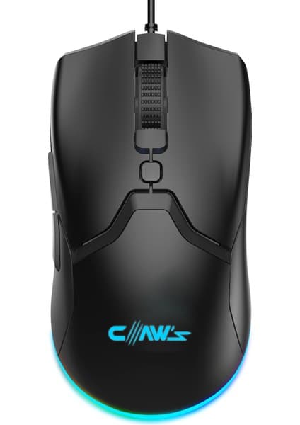 Claw's Cerberus Pixart PAW3519 Sensörlü 4200 Dpi Wide Rgb Özel Abs Doku Kablolu Gaming Mouse - Siyah