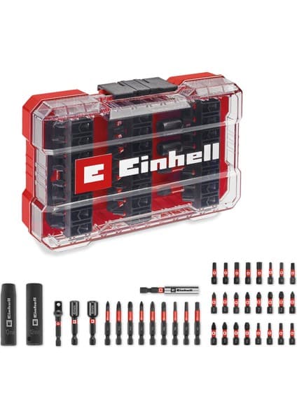 Einhell Orijinal Einhell M-CASE 39 Parça Vidalama Bits Uç ve Soket Seti (25 mm Bitler, 50 mm Bitler, Altı Köşe Lokmalar, Uzun Lokmalar, Lokma Adaptörü, 60 mm Bit Tutucu, Saklama Kutusu Dahil) - 491092