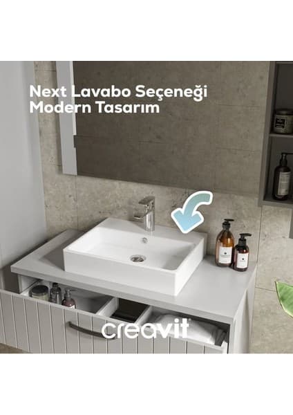 Creavit Next Kare Beyaz Delikli Lavabo 40x50 Cm NX242