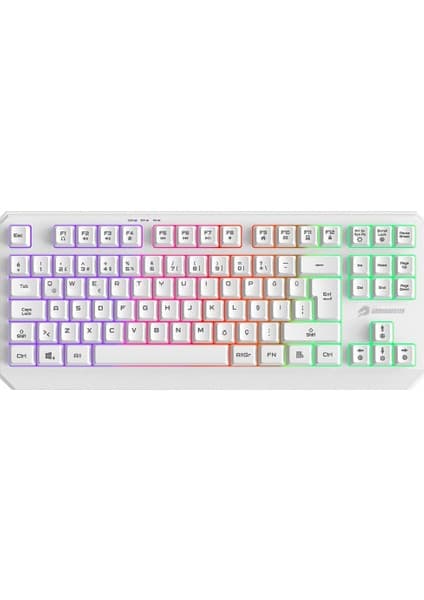 GameBooster G75 Elya Rainbow Aydınlatmalı Beyaz Tkl Membrane Oyun Klavyesi