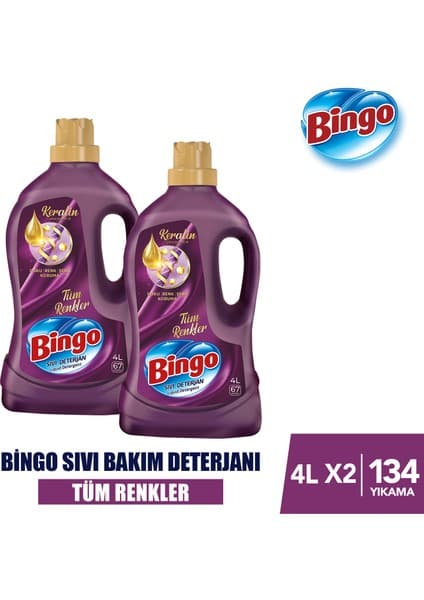Bingo Onaran Koruma Sıvı Bakım Çamaşır Deterjanı 4 lt 2'li