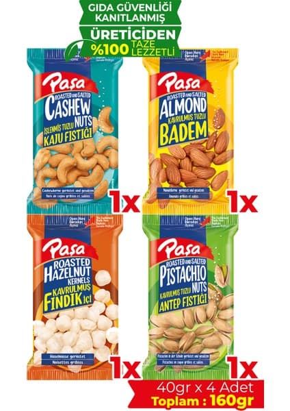 Paşa Kuruyemiş Karışık Kuruyemiş 40 gr x 4 Adet (160 gr)