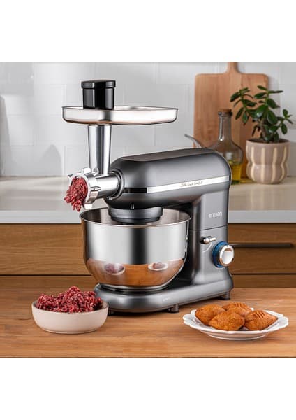 Emsan Bella Gusto Comfort Stand Mikser Gri 1300W 5.5 Lt Paslanmaz Çelik Karıştırma Haznesi ile