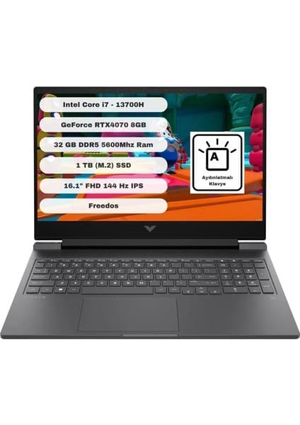 HP Victus 16-R0071NT Intel Core i7 13700H 32GB 1TB SSD RTX4070 Freedos 16.1" FHD 8V898EA