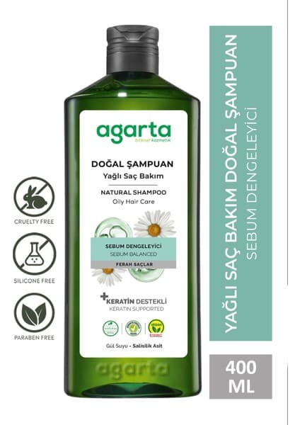 Agarta 400 ml Doğal Şampuan Yağlı Saçlar İçin Onarıcı Ve Parabensiz Formül