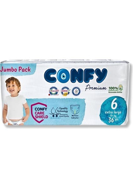 Confy Premium 6 Numara Bebek Bezi Extralarge +15 KG 36 Adet