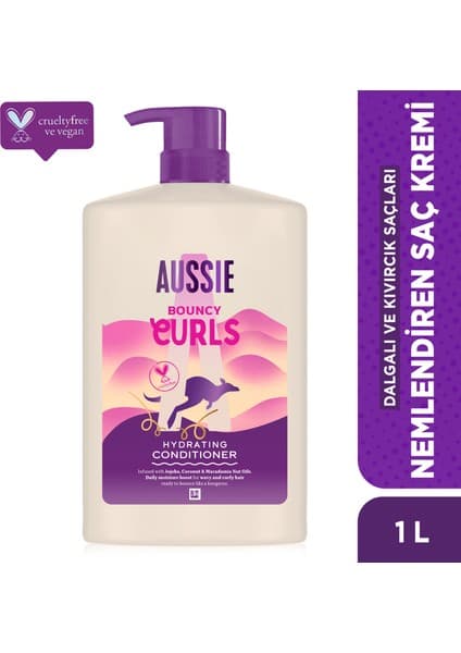 Aussie Bouncy Curls Dalgalı ve Kıvırcık Saçları Nemlendiren Saç Kremi 1l