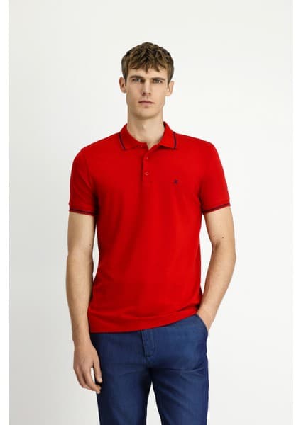 Kiğılı Polo Yaka Slim Fit Dar Kesim Nakışlı Süprem Pamuklu Tişört