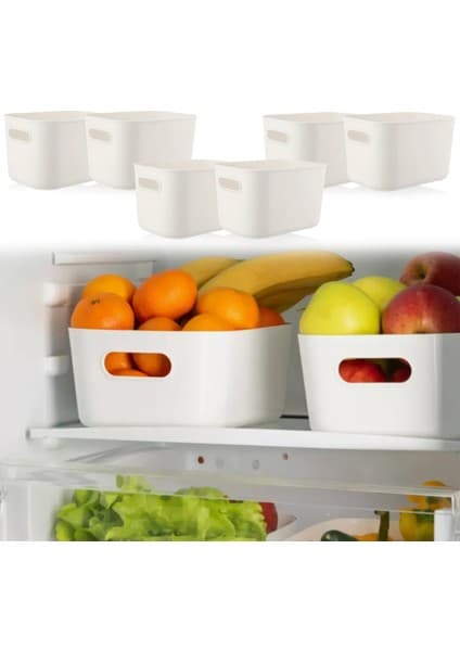 Meleni Home Beyaz 6'lı Buzdolabı Saklama Kabı 6 x 4 Litre Mutfak Düzeni İçin Ergonomik Çözüm
