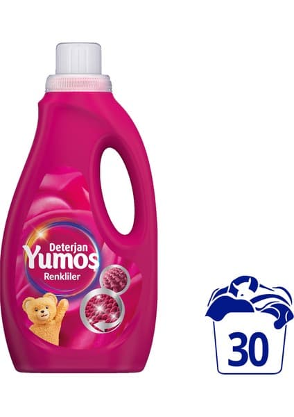 Yumoş 1500 ml Renkli Sıvı Bakım Deterjanı 30 Yıkama ile Renk Koruma Sağlar