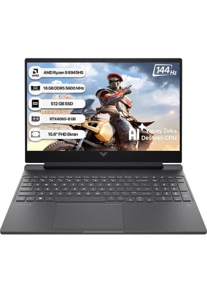 HP Victus 15-FB3007NT AMD Ryzen 9 8945HS 16GB 512GB SSD RTX4060 Freedos 15.6" Taşınabilir Bilgisayar B82WDEA