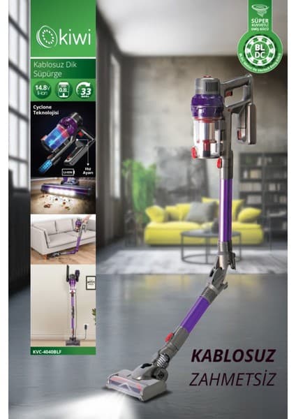 Kiwi KVC-4040BLF Katlanabilir Şarjlı Bldc Motor Dik Süpürge