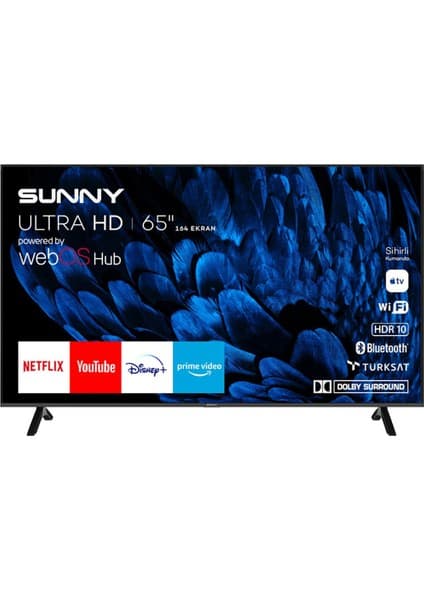 Sunny SN65FMN252 65" 165 Ekran Dahili Uydu Alıcılı 4K Ultra HD Smart LED TV