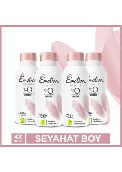 Emotion Joyous Kadın Alüminyumsuz Vegan Deodorant 4x90 Ml Seyahat Boy