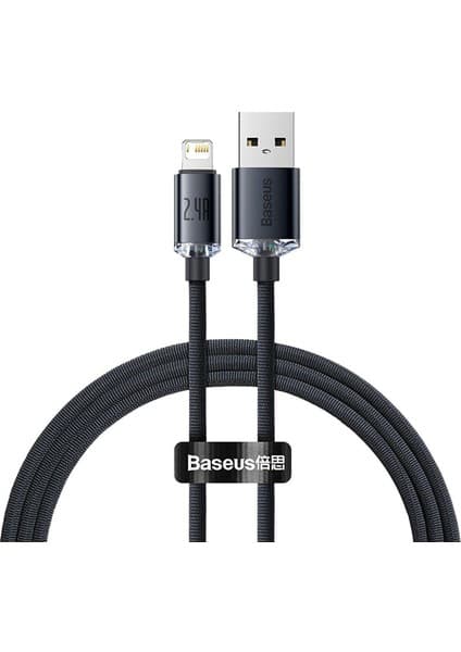 Baseus Crystal Shine 2.4A 120 cm Lightning Şarj Kablosu Siyah