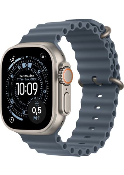 Apple Watch Ultra 3 Gps + Cellular, 49 mm Natürel Titanyum Kasa ve Demir mavisi Ocean kordon