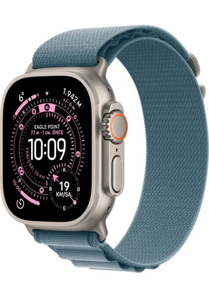 Apple Watch Ultra 3 Gps + Cellular, 49 mm Natürel Titanyum Kasa ve Açık Mavi Alpine Loop - Orta Boy