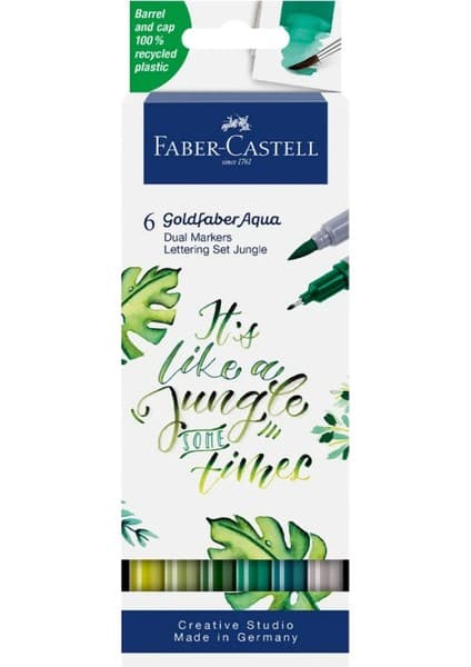 Faber-Castell Goldfaber Aqua Çift Uçlu Markör Kaligrafi 6’lı Set – Su Bazlı, Çevre Dostu, Sanatsal Kalemler