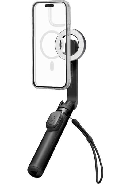 Spigen Kablosuz Bluetooth Selfie Çubuğu MagSafe ile Uyumlu Uzaktan Kumandalı Tripod / 60 cm Kolay Taşınabilir Mag Fit S571W Black - AMP07656