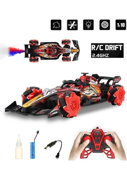 Farbu Oyuncak Sesli Işıklı Şarjlı 1:10 Büyük Ölçek Kumandalı Duman Atan Full Fonksiyon F1 Araç Rc Oyuncak Araba