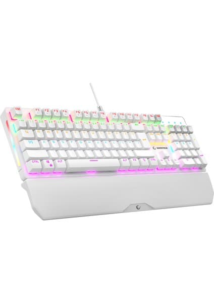 Rampage KB-R86 Umbra Beyaz USB Rainbow Aydınlatmalı Blue Switch Us Layout English Mekanik Gaming Oyuncu Klavye