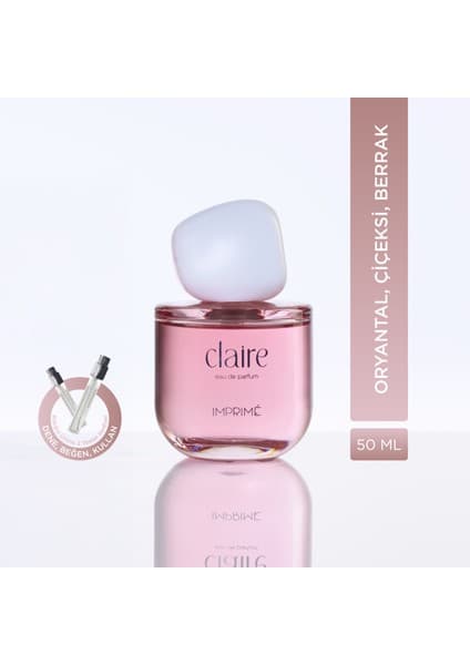 Imprime Claire Edp Kadın Parfüm 50ML | Oryantal & Çiçeksi | Mandalina, Yasemin, Gül, Şeftali, Misk, Amber