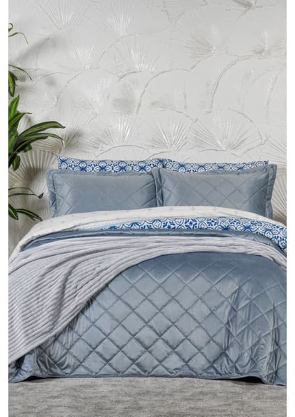 Elart Alice Kombin Set Yatak Örtüsü Nevresim Takımı Battaniye Çeyiz Seti (240X260 Cm) Gri