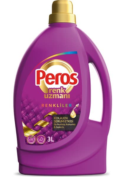 Peros 3 L Sıvı Çamaşır Deterjanı Renkli Giysiler İçin Leke Çıkarma Özelliğiyle Bakım