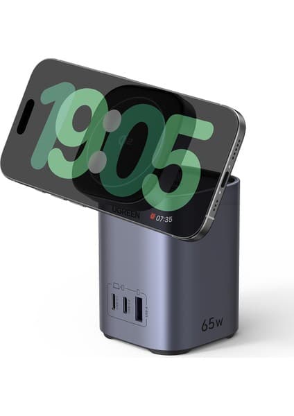 Ugreen Nexode Qi2 65W Standlı Magsafe Wireless Masaüstü Şarj Cihazı, 2Xusb-C, 1Xusb-A, 55321