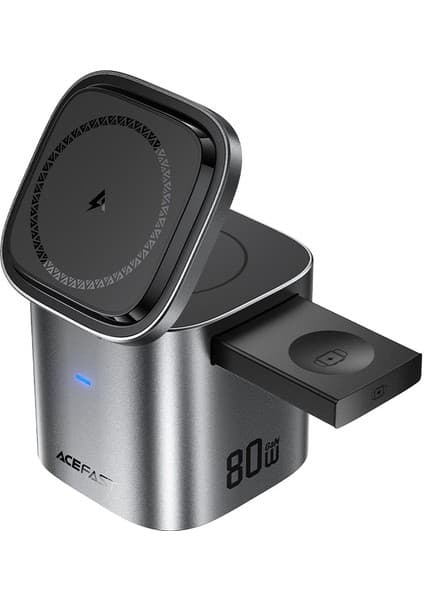 Acefast Z9 6'sı 1 arada GaN 80W Masaüstü Hızlı Kablosuz Şarj İstasyonu - Üç kablosuz çıkış, 3'ü 1 arada - Magsafe , Apple Watch ve Airpods Uyumlu (Acefast Türkiye Garantili)