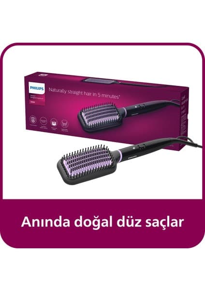 Philips Düzleştirici Tarak, Anında Doğal Düz, Pürüzsüz Kabarmayan Saçlar, BHH880/00