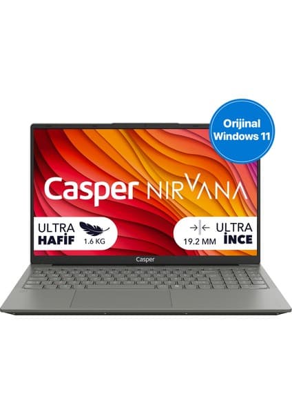 Casper Nirvana X650 Intel Core I7-13620H 12GB Ddr5 500GB W11H 15.6" X650.1362-AV00A-G-F