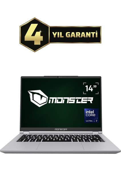 Monster Huma H4 V6.1.2 Core Ultra 7 155H 32 GB RAM 1 TB SSD Intel Arc Graphics FreeDOS 14" QHD 120 Hz Taşınabilir Bilgisayar