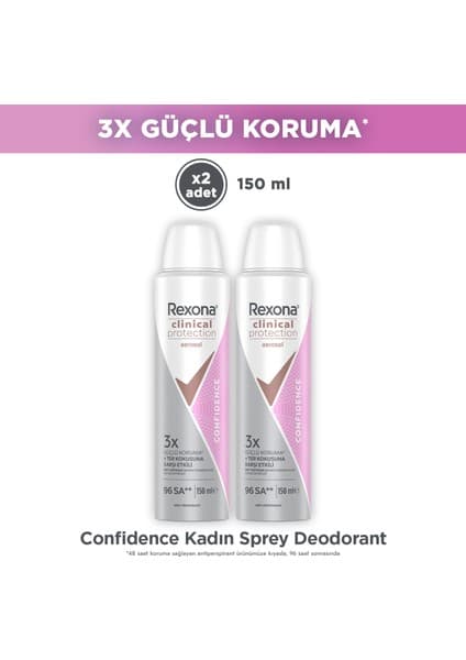 Rexona Kadın Clinical Protection Spray Deodorant Confidence 150 ml X2