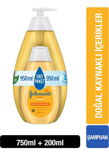 Johnson's Bebek Şampuanı 750 + 200 ml Göz Yakmayan Formül ile Hassas Ciltler İçin Özel