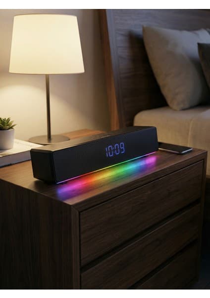 Mikado MD-SBT27 Siyah Bluetooth Hoparlör 10W RGB Alarm ve Saat Özellikli