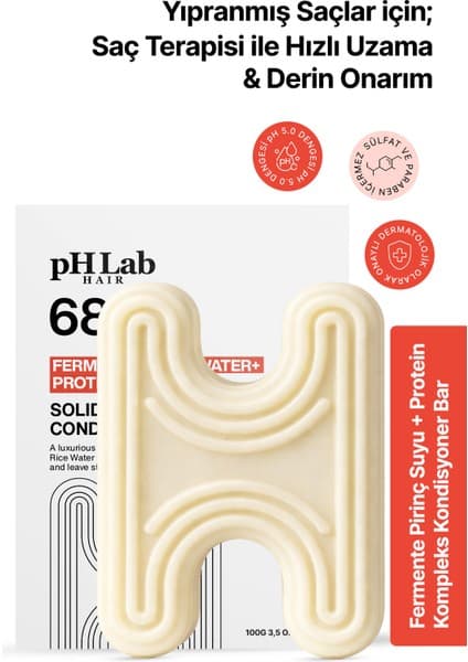 Ph Lab Hair Fermente Pirinç Suyu & Protein Complex Kondisyoner Bar, Onarıcı, Hızlı Uzama Etkili