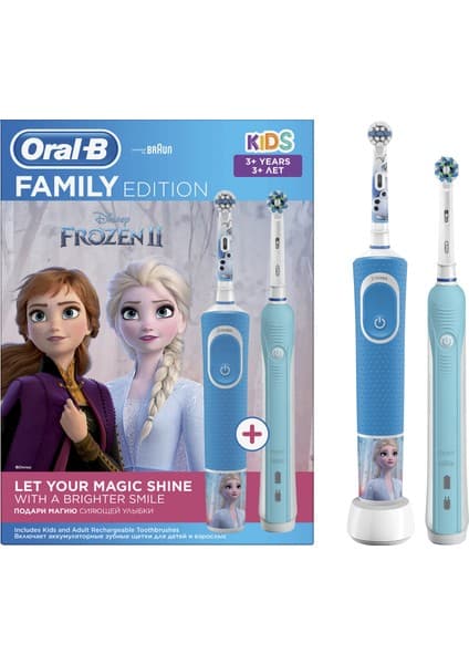 Oral-B Aile Paketi D16 Mavi + D100 Frozen Şarj Edilebilir Diş Fırçası