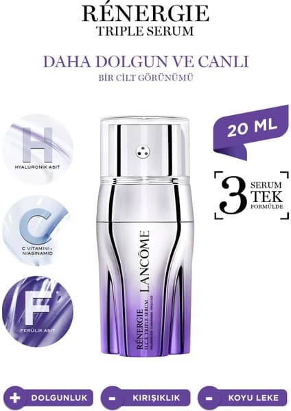 Lancome Rénergie Triple Serum Hyalüronik Asit, C Vitamini+Niasinamid, Ferülik Asit 20 ml 3614274170191