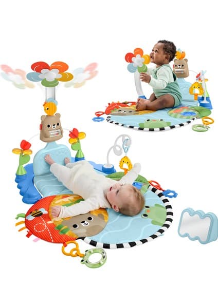 Fisher-Price ® 3'ü 1 Arada Duyusal Gelişim™ Jimnastik Merkezi HYR60 | Yenidoğanlar Için Gelişime Yardımcı, Bebek Oyun Minderi ve Oyuncaklar