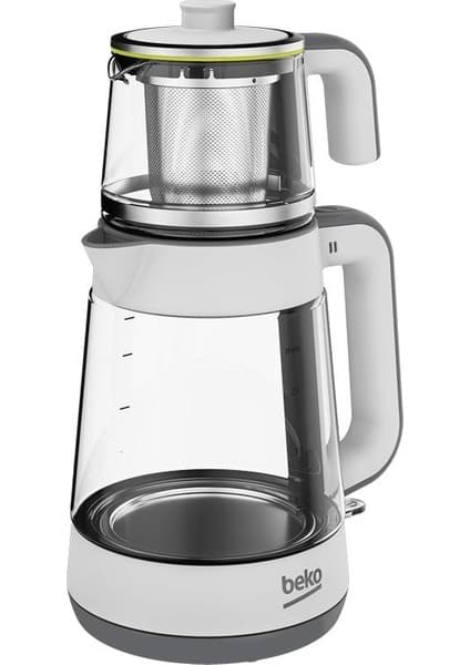 Beko 1900 W Çay Makinesi 0,8 L Cam Demlik ve 2 L Su Isıtıcı Beyaz Renk ile Hızlı Demleme