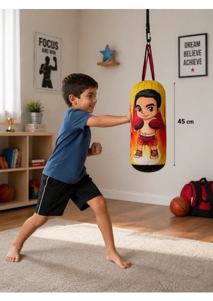 Toprak Sport Çocuk Boks Torbası 45 cm Eğlenceli Tasarım ile Güçlü Antrenman