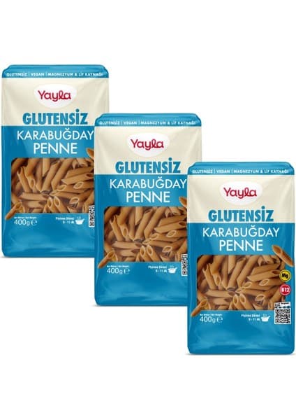 Yayla Glutensiz Karabuğday Penne Makarna 400 g x3