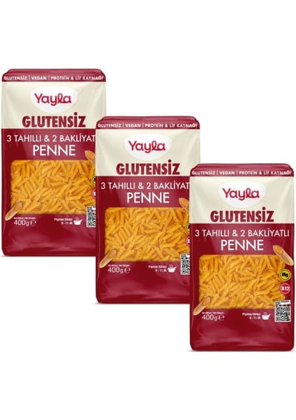 Yayla Glutensiz 3 Tahıllı ve 2 Bakliyatlı Penne Makarna x3