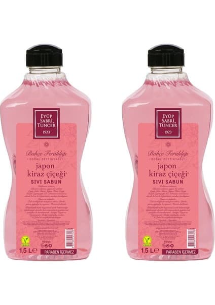 Eyüp Sabri Tuncer 1.5 lt 2'li Japon Kiraz Çiçeği Sıvı Sabun Doğal Zeytinyağlı ve Ferahlatıcı Koku