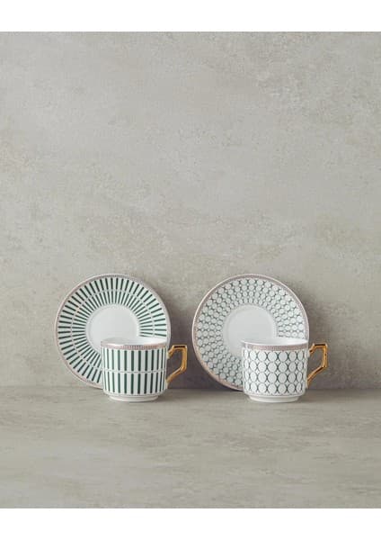 English Home Rabecca New Bone China Kahve Fincan Takımı 4 Parça 2 Kişilik Yeşil