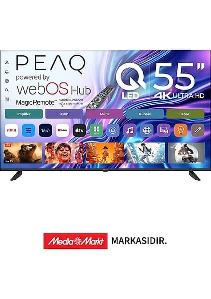 Peaq 55Q90 55" 140 Ekran Uydu Alıcılı 4K Ultra HD webOS Smart QLED TV